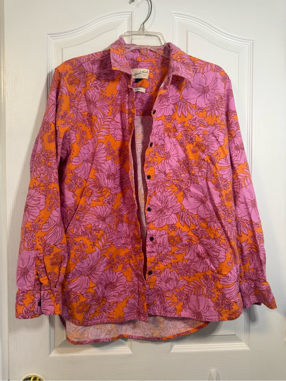 Universal Thread Pink & Orange Floral Button-Up Shirt